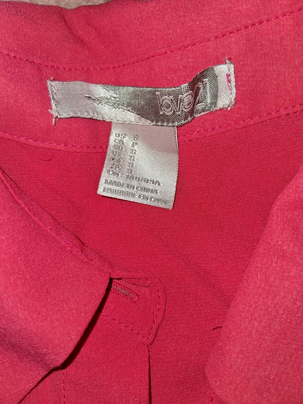 Neon Pink Sheer Button-Up Blouse - Picture 4 of 4